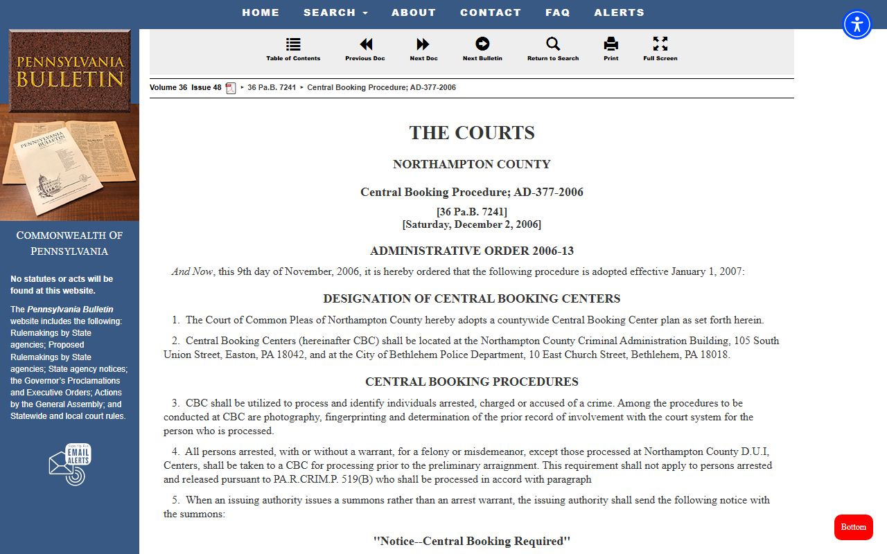 Northampton County Central Booking Center used for Bethlehem 72 hour booking processing