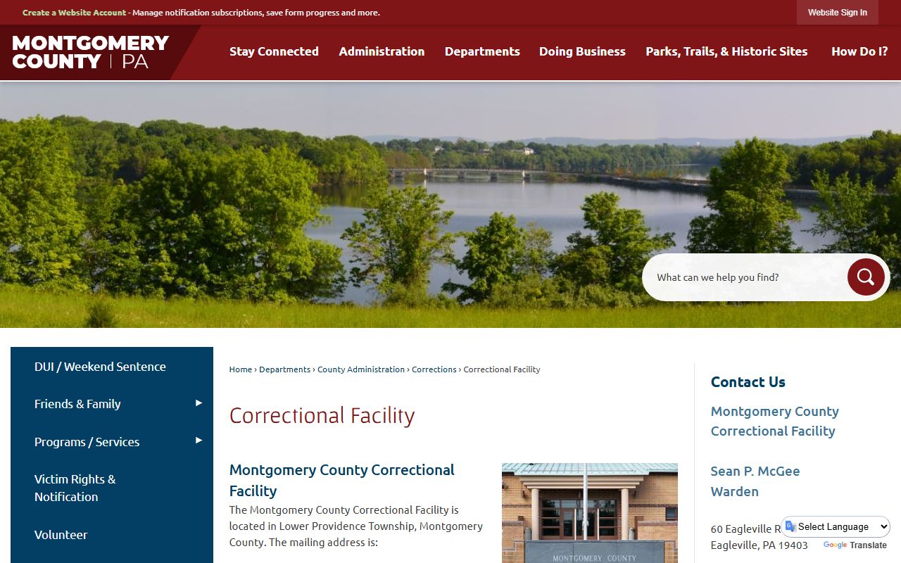 Montgomery County Correctional Facility in Eagleville used for Lower Merion 72 hour booking holds
