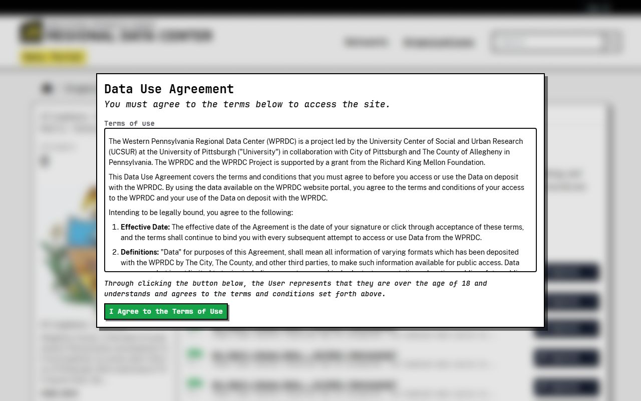 Western Pennsylvania Regional Data Center jail census data for Pittsburgh booking records