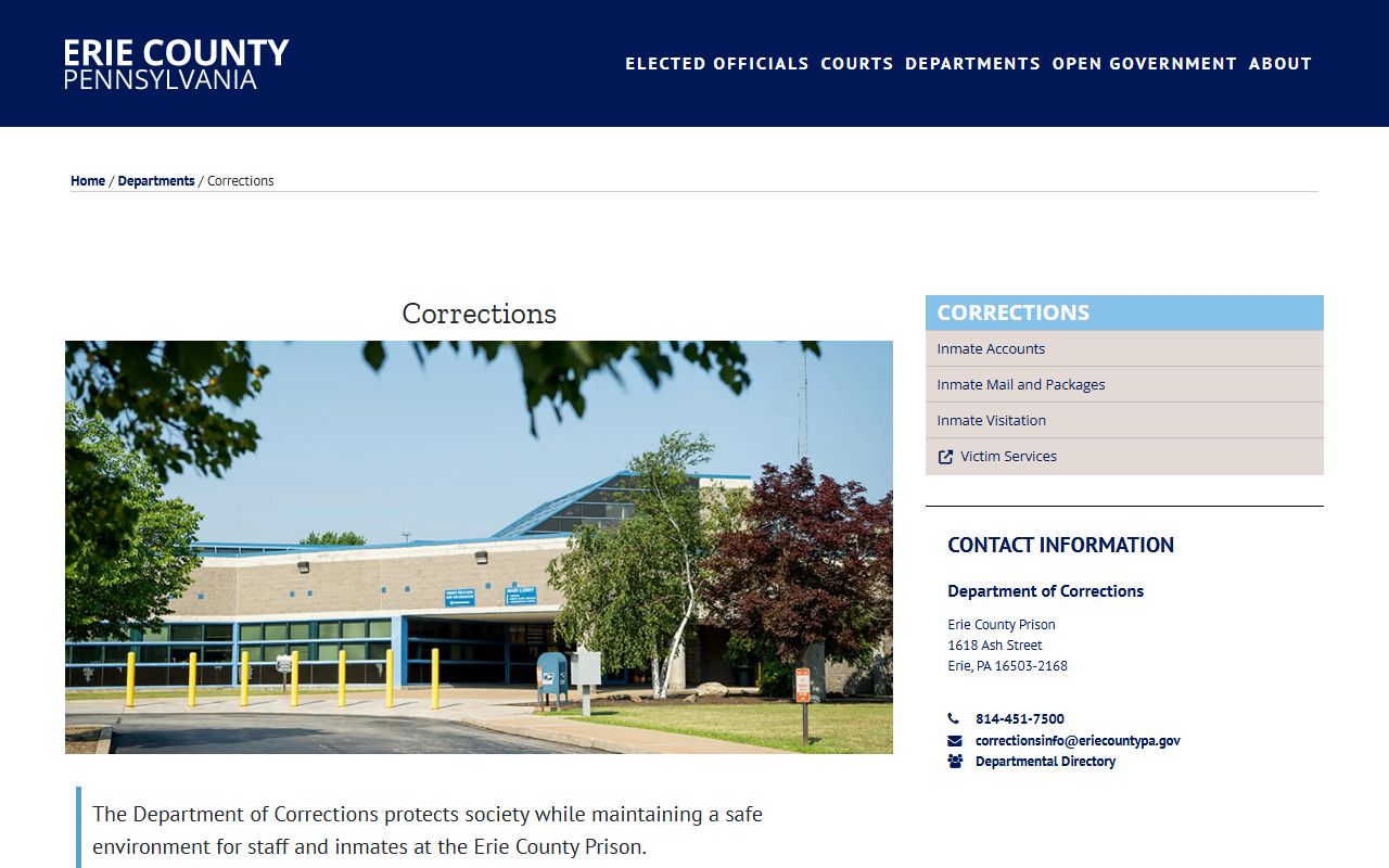 Erie County Prison facility at 1618 Ash Street where 72 hour booking records are processed