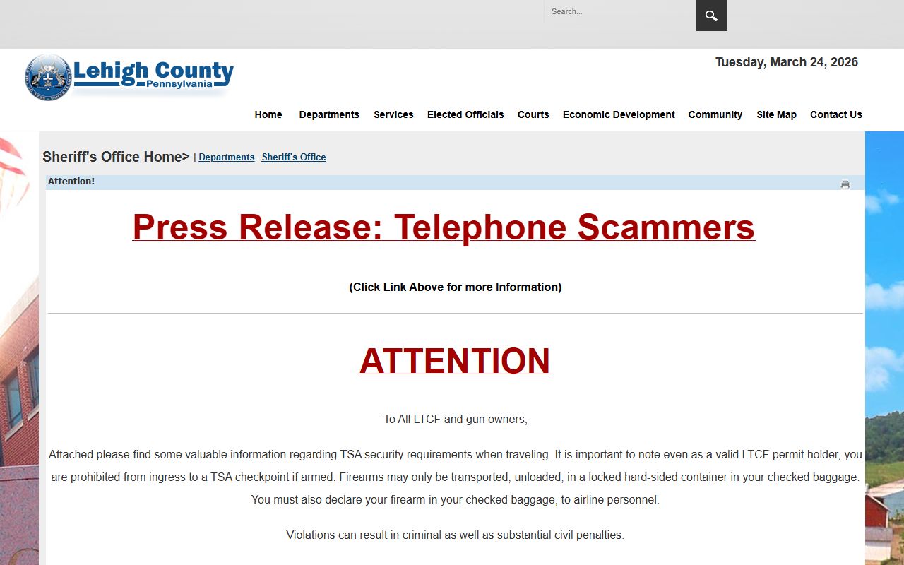 Lehigh County Sheriff's Office at the Allentown courthouse for 72 hour booking processing