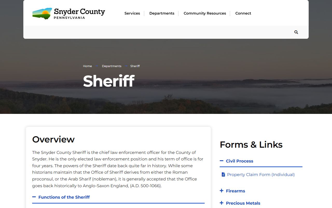 Snyder County Sheriff's Office involved in 72 hour booking records and arrest processing in Middleburg Pennsylvania