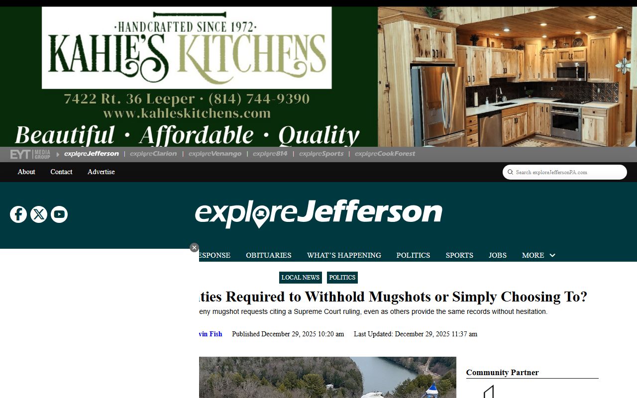 Pennsylvania mugshot and booking photo policy for 72 hour booking records