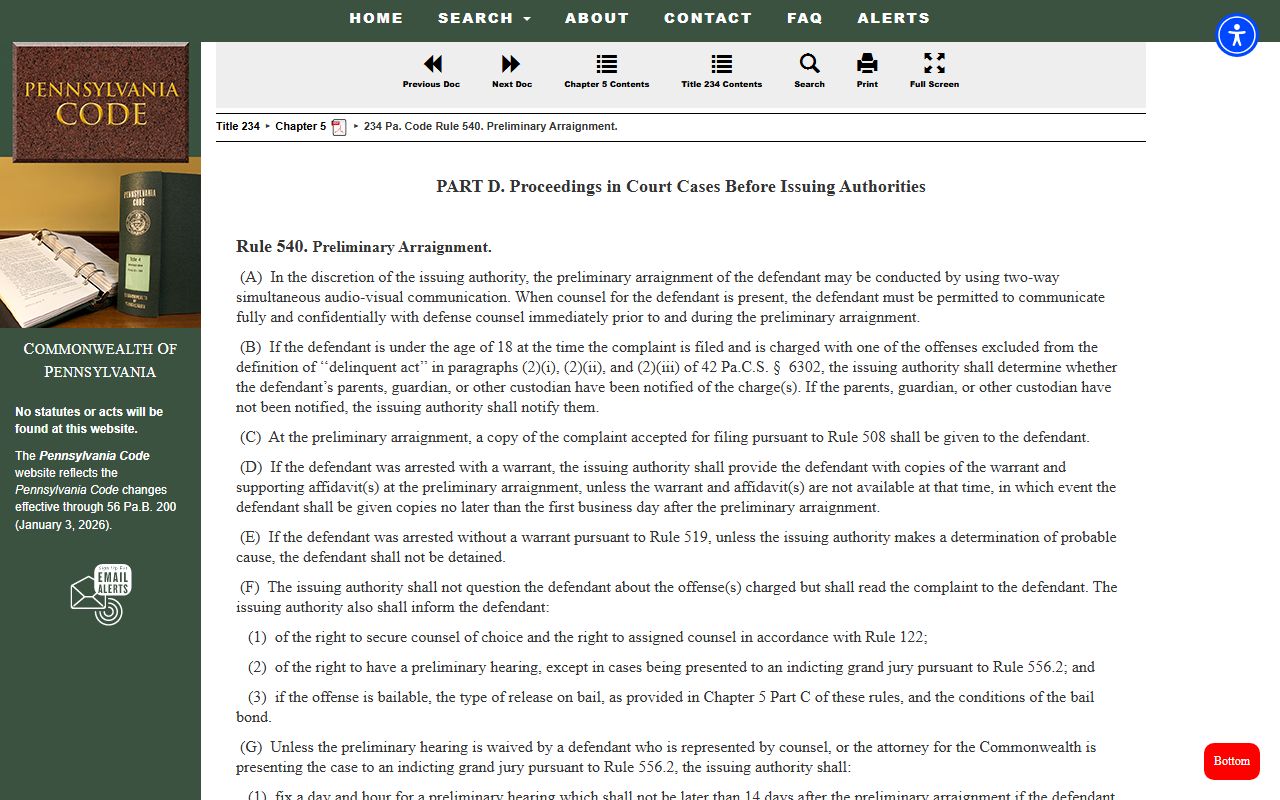 Pennsylvania Rules of Criminal Procedure Rule 540 for 72 hour booking